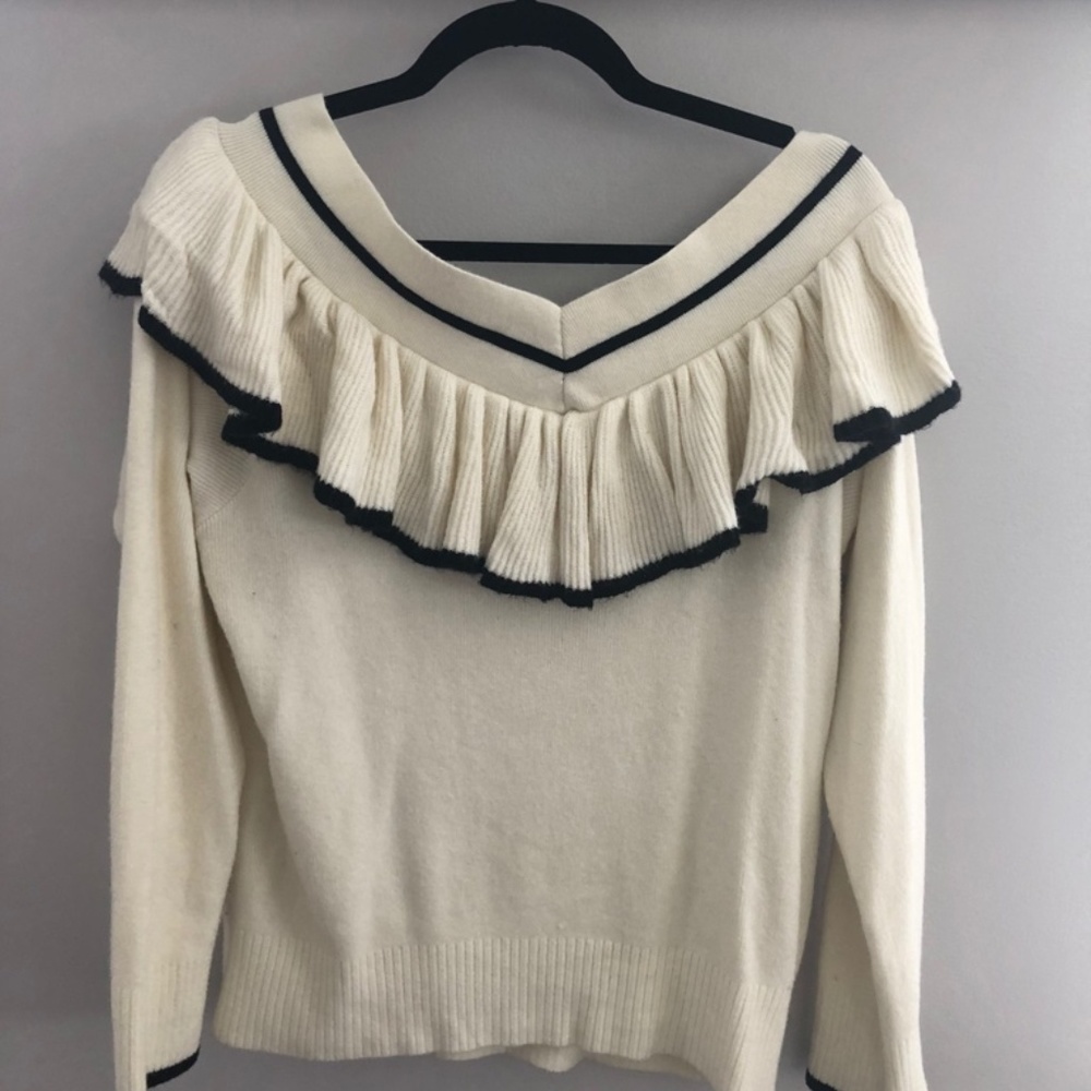 Knitted & Knotted Anthropologie Ruffle Sweater, XL